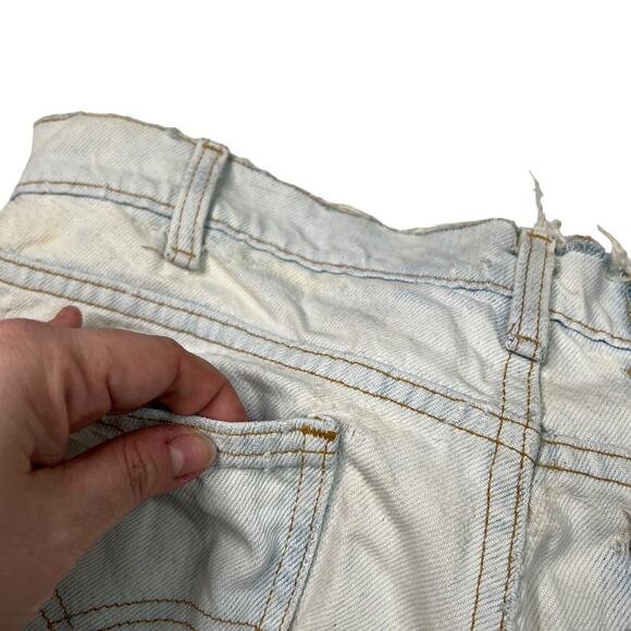 Levi’s VTG 90s 560 Loose Fit Baggy Jean Shorts Jort Orange Tab FLAW Acid Wash 36 - Picture 7 of 10